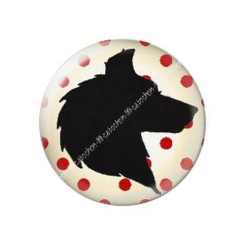 Cabochon résine a coller 25 mm si le loup y était... petit chaperon rouge 3 