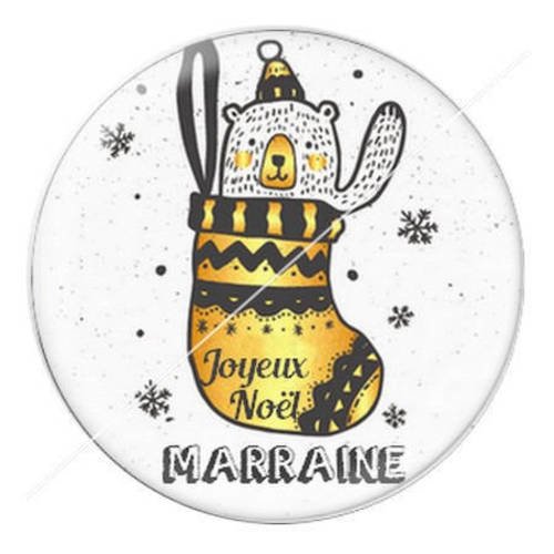 Cabochon résine a coller 25 mm joyeux noël marraine a8 