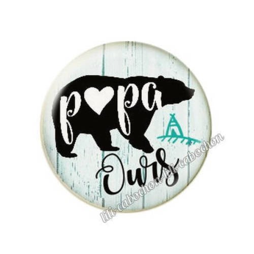 Cabochon résine a coller 25 mm papa ours 