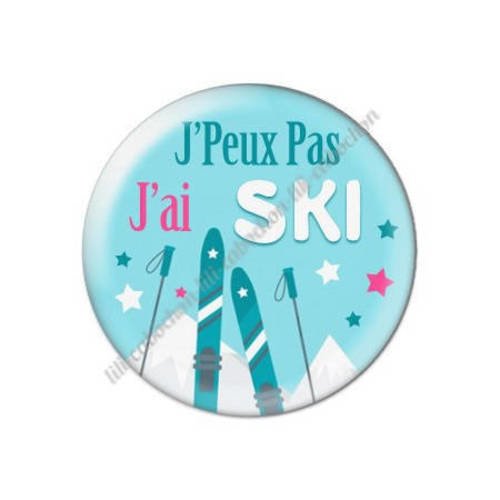 Cabochon résine a coller 25 mm j'peux pas j'ai ski 