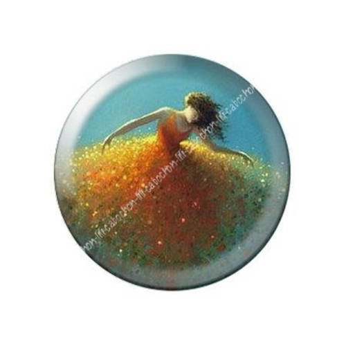Cabochon résine a coller 25 mm illustration femme féerique 2 