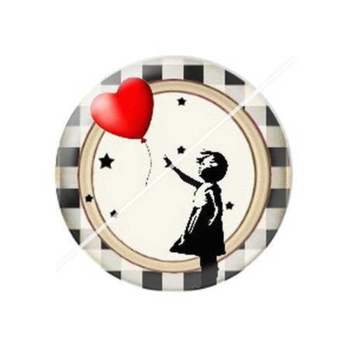 Cabochon résine a coller 25 mm coeur 15 