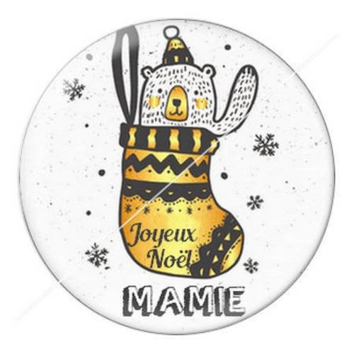 Cabochon résine a coller 25 mm joyeux noël mamie a7 
