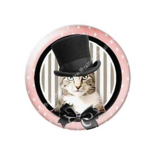 Cabochon résine a coller 25 mm chat chapeau lily 2 