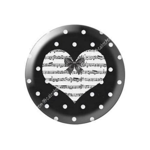Cabochon résine a coller 25 mm partition amour coeur c24 
