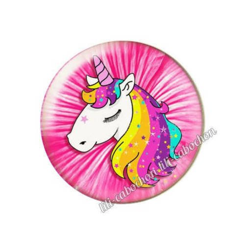 Cabochon résine a coller 25 mm licorne a58