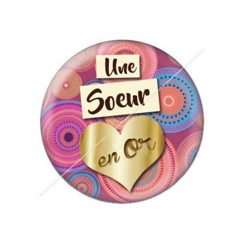 Cabochon résine a coller 25 mm une soeur en or 