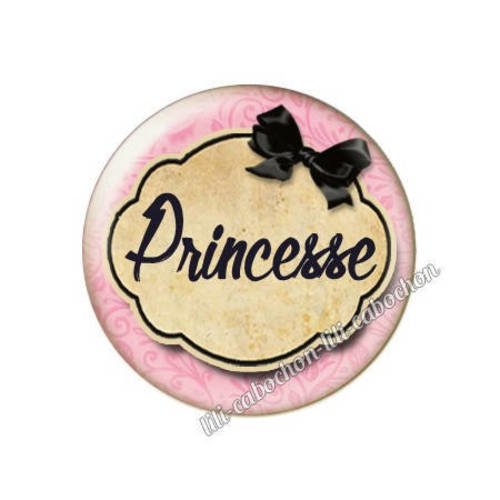 Cabochon résine a coller 25 mm texte princesse