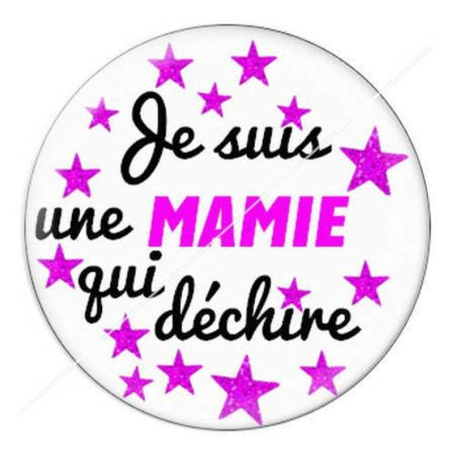 Cabochon résine a coller 25 mm mamie qui déchire 3 