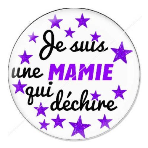 Cabochon résine a coller 25 mm mamie qui déchire 15 