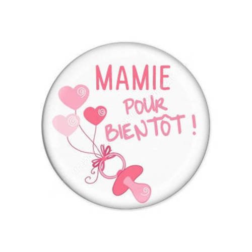 Cabochon résine a coller 25 mm  mamie pour bientôt f59 