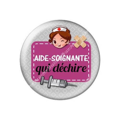 Cabochon résine a coller 25 mm aide soignante qui déchire j19 