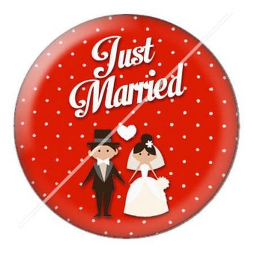Cabochon résine a coller 25 mm just married mariage 9 