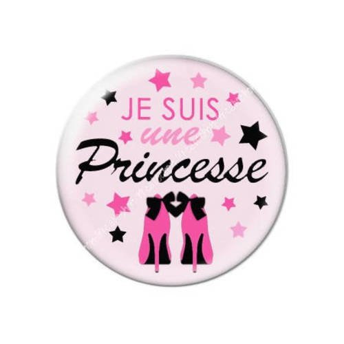 Cabochon résine a coller 25 mm je suis une princesse 7 