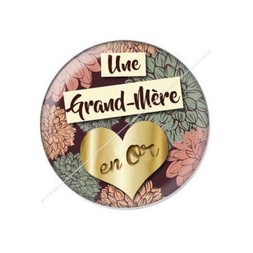 Cabochon résine a coller 25 mm une grand mère  en or 