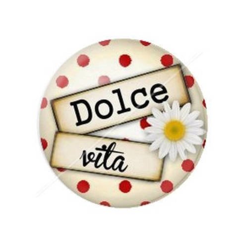 Cabochon résine a coller 25 mm sweet life dolce vita 15 