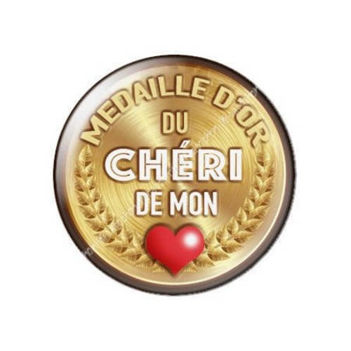 Cabochon résine a coller 25 mm médaille d'or du chéri...11 