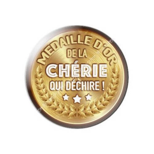 Cabochon résine a coller 25 mm médaille d'or de la chérie...6 