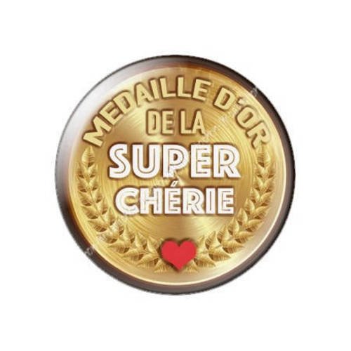 Cabochon résine a coller 25 mm médaille d'or de la chérie...5 