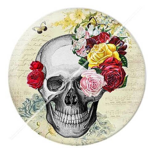 Cabochon résine a coller 25 mm skull tête de mort g1 