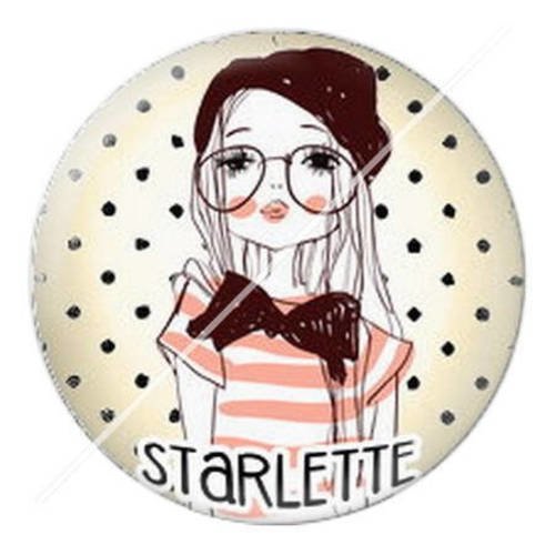 Cabochon résine a coller 25 mm mademoiselle 12 