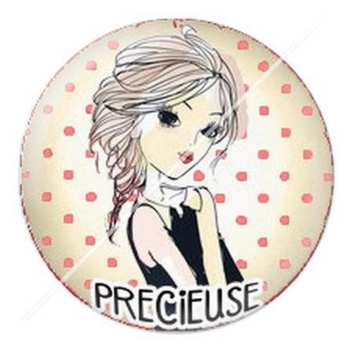 Cabochon résine a coller 25 mm mademoiselle 8 