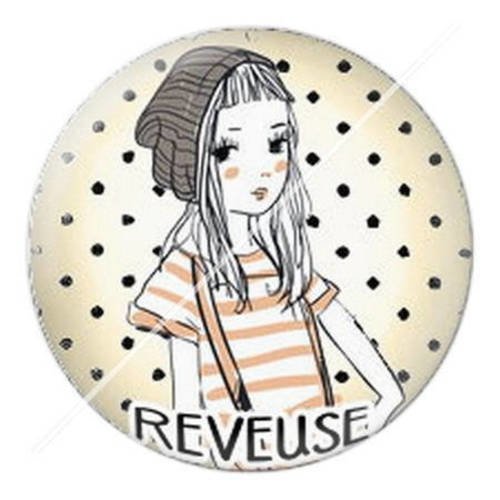 Cabochon résine a coller 25 mm mademoiselle 5 