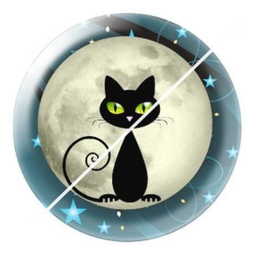Cabochon résine a coller 25 mm  motifs chat lune 2 