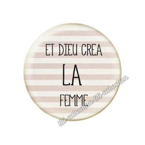 Cabochon résine a coller 25 mm texte et dieu créa la femme