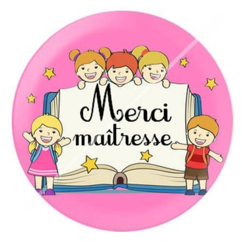 Cabochon résine a coller 25 mm merci maîtresse 9 