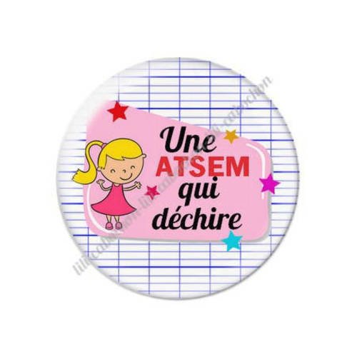 Cabochon résine a coller 25 mm merci atsem s19 