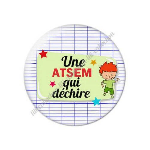 Cabochon résine a coller 25 mm merci atsem s17 