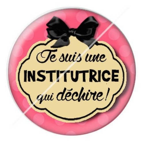 Cabochon résine a coller 25 mm pour institutrice instit 13 