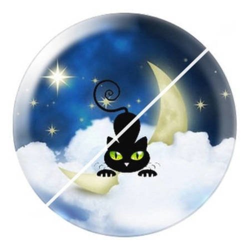 Cabochon résine a coller 25 mm  motifs chat lune 3 