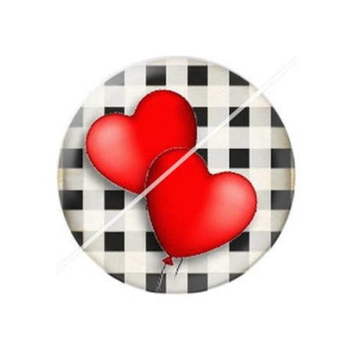 Cabochon résine a coller 25 mm coeur 13 