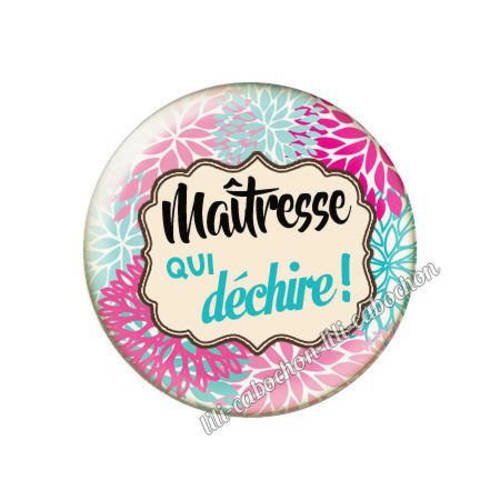 Cabochon résine a coller 25 mm maîtresse qui déchire p65 