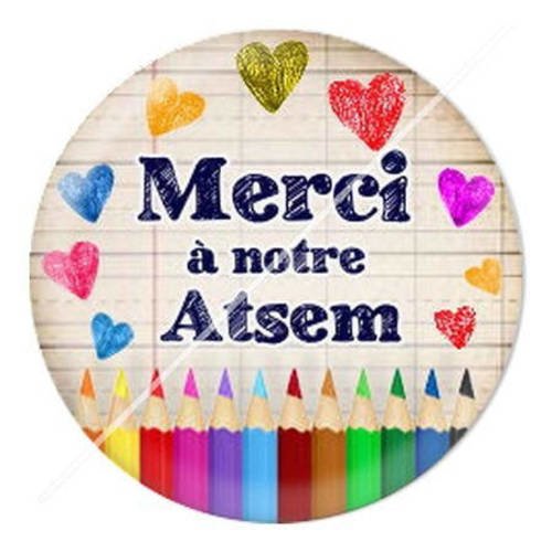 Cabochon résine a coller 25 mm merci atsem 13 