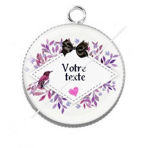 Pendentif cabochon résine 25mm à personnaliser avec votre texte ref a43 