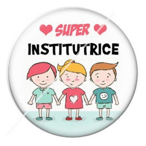 Cabochon résine a coller 25 mm pour institutrice instit 16 