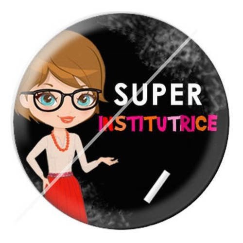 Cabochon résine a coller 25 mm pour institutrice instit 19 