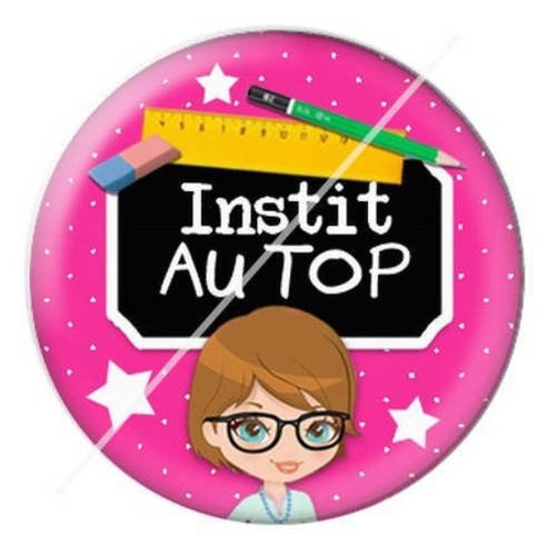 Cabochon résine a coller 25 mm pour institutrice instit 18 