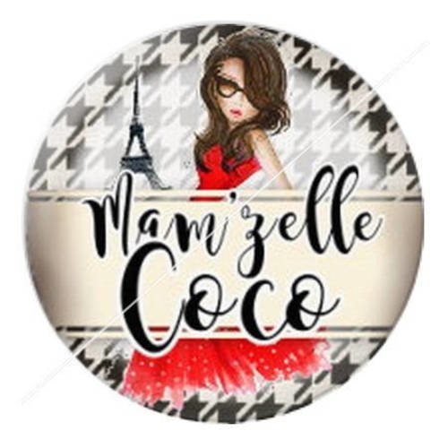 Cabochon résine a coller 25 mm mamzelle coco 1 