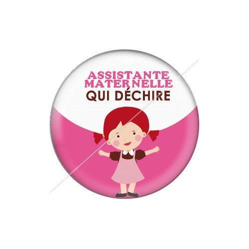 Cabochon résine a coller 25 mm assistante maternelle j6 