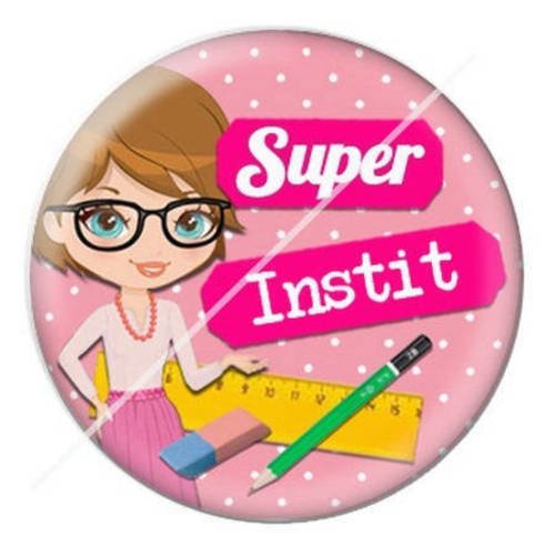 Cabochon résine a coller 25 mm pour institutrice instit 20 