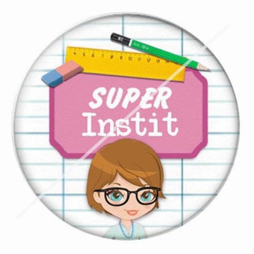 Cabochon résine a coller 25 mm pour institutrice instit 20 