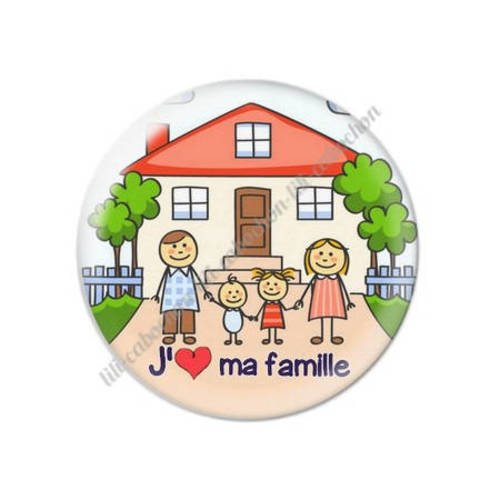 Cabochon résine a coller 25 mm famille 4 