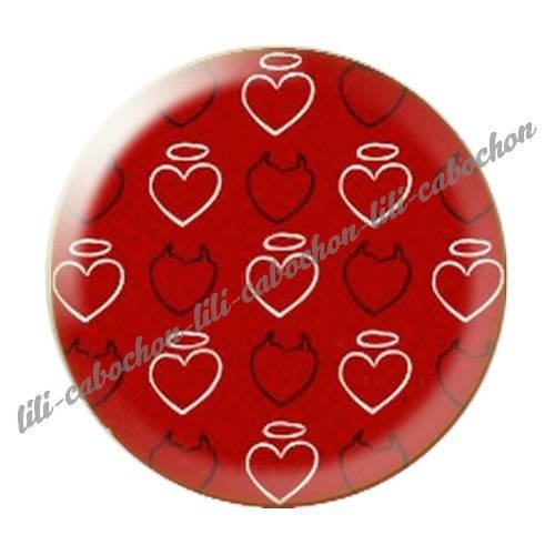 Cabochon résine a coller 25 mm mi-ange mi-démon 19 