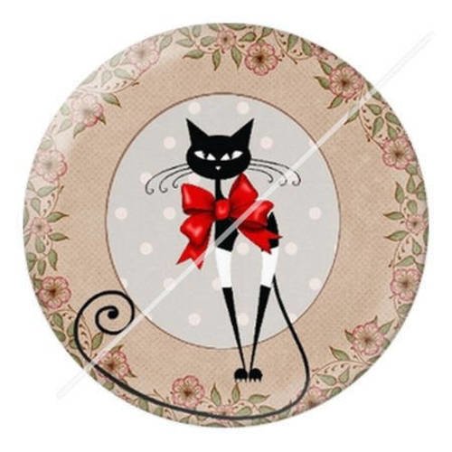 Cabochon résine a coller 25 mm  motifs chat s1 