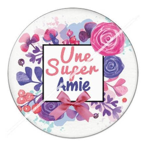 Cabochon résine a coller 25 mm amie 2 