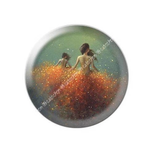Cabochon résine a coller 25 mm illustration femme féerique 